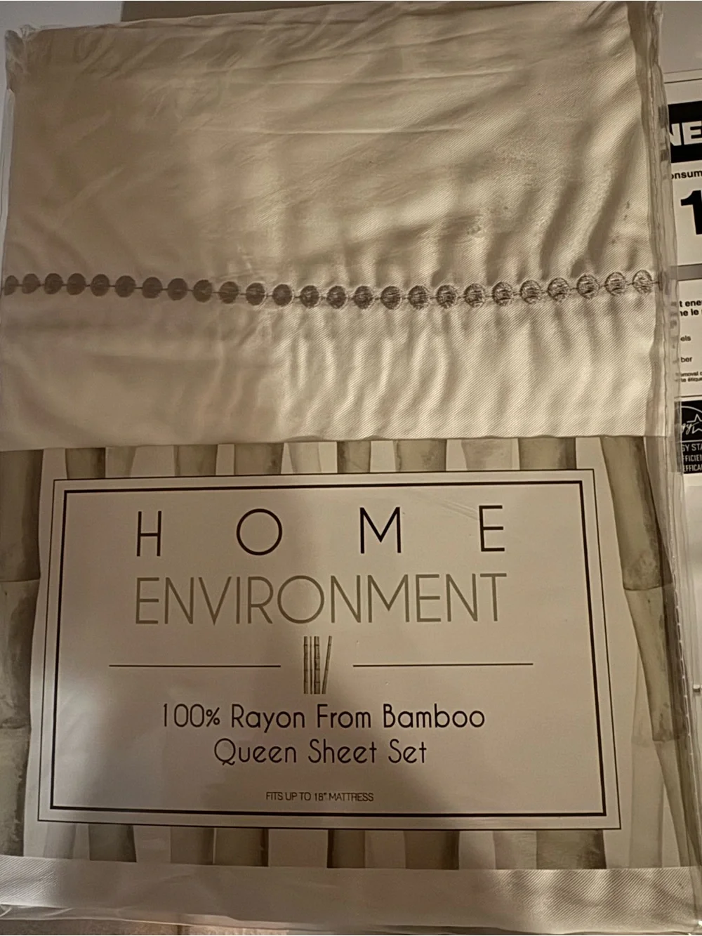 Home Environment Queen Bamboo Rayon Sheet Set - white with pearled hem